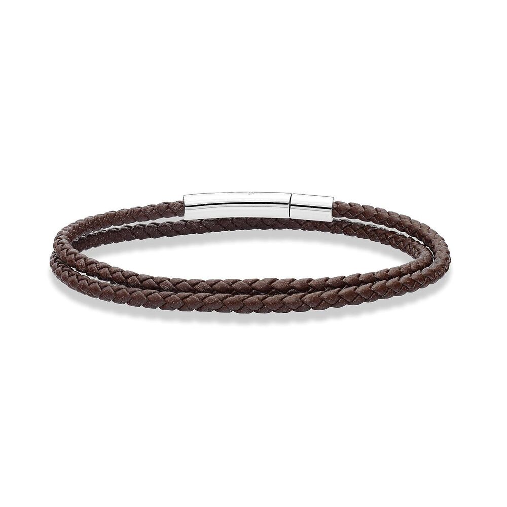 Genuine Italian Double Wrap Braided Leather Bracelet for Men Women